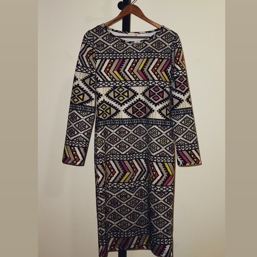 Gianni Binni long sleeve tribal print long sleeve dress.